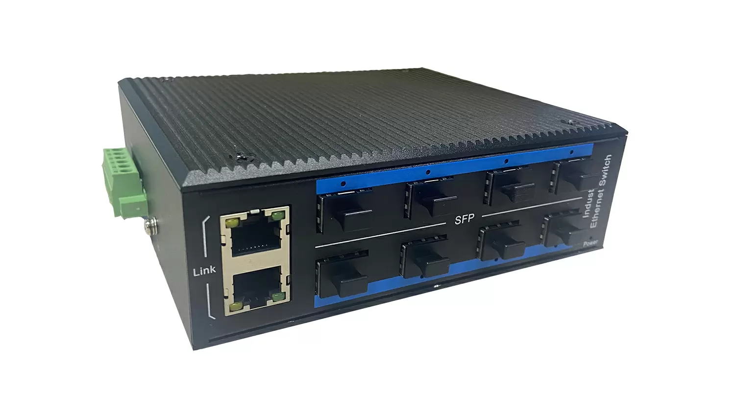 Industrial grade rugged IP40 8 Port gigabit SFP fiber port plus 2G copper port ethernet switch ZXD82G-SFP 