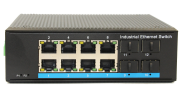 Din-rail design, Alliuminun Unmanaged Industrial Switch,  10/100/1000Mbps 8-Port RJ45+4-Port SFP, Du 