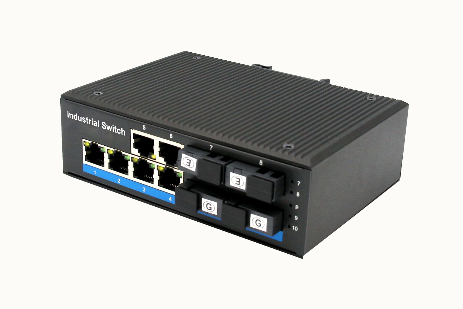 Alliuminun Unmanaged Industrial Switch,  10/100/1000Mbps 6-Port RJ45+4-Port optical 1*9 (Single-Mode (1310nm) ,Dual,SC 20km) ,DC48~57V -40℃-80℃,  4 port PoE ZXD46GP-SC20 