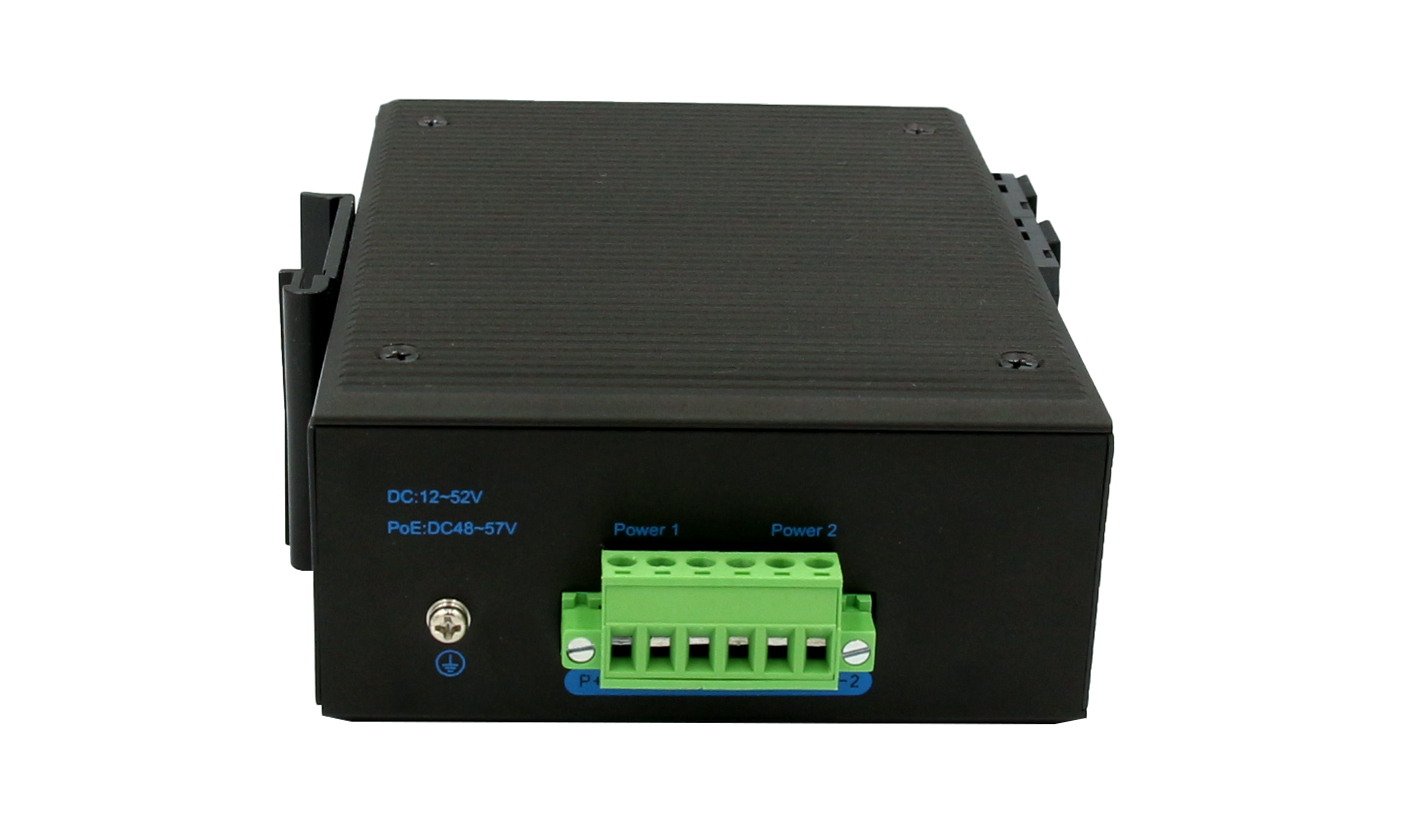 Alliuminun Unmanaged Industrial Switch,  10/100/1000Mbps 6-Port RJ45+4-Port optical 1*9 (Single-Mode (1310nm) ,Dual,SC 20km) ,DC48~57V -40℃-80℃,  4 port PoE ZXD46GP-SC20 