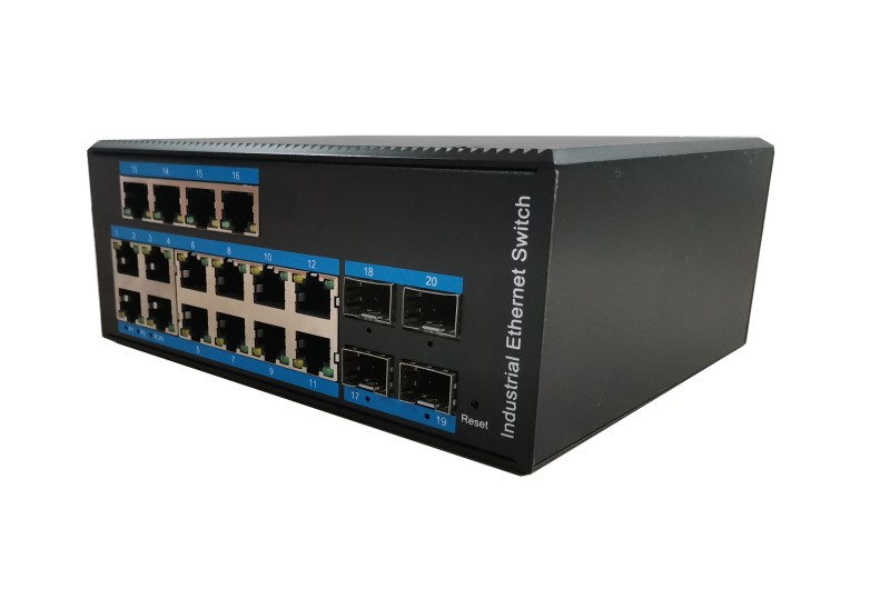 Industrial L2+ Managed PoE Switch with 16 RJ45 & 4 SFP Ports | 1000Mbps 