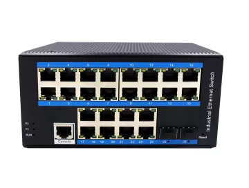24-Port gigabit PoE+2G SFP managed Industrial switch, 16 port PoE L2 ethernet switch IP40 hardened d