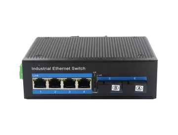 Industrial grade 100Mbps 4 port ethernet switch+ 2 port 1x9 fixed optical SC/ST/FC/LC connector -40