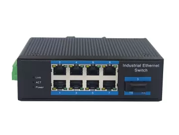 Industrial grade 100Mbps 8 port ethernet switch+1 port 1-8 Port PoE optional -40 ~80 ℃ ZXR18FP-SFP
