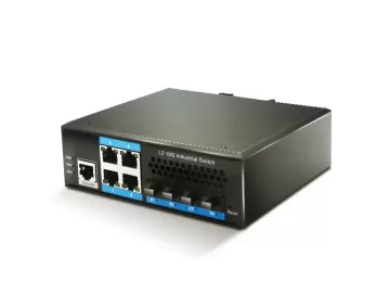 L3 core Industrial grade ethernet switch 4 port gigabit + 4 port SPF++ , 4 port PoE output, IP40 pro