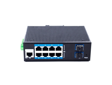 8-port 10/100Base-Tx RJ45+2G SFP managed industrial switch, L2 ethernet switch IP40 hardened Din-rai