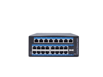 24-port 10/100Base-Tx RJ45+2G SFP managed industrial switch, L2 ethernet switch IP40 hardened Din-ra