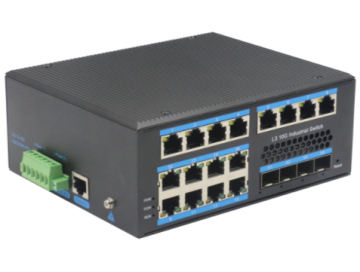 Din-rail design, Alliuminun L3 Managed Industrial Switch,  10/100/1000Mbps 16-Port RJ45+4-Port 10G S