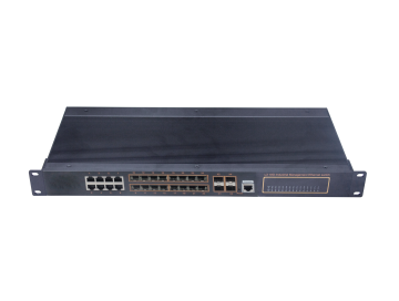 Rack-mountable, Alliuminun L2 Managed Industrial Switch, 10/100/1000Mbps 8-Port RJ45+ 16-Port gigabi