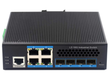 Din-rail design, Alliuminun L3 Managed Industrial Switch,  10/100/1000Mbps 4-Port RJ45+4-Port 10G SFP+,DC48~57V -40 ℃ - 80 ℃ zx44gspt4 - M - SFP