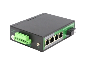 4 Port RJ45+1 Port optical Industrial media convertor,10/100/1000Mbps 1*9 (Single-Mode (Tx1310nm and