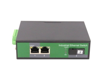 2 Port RJ45+1 Port optical Industrial media convertor, 1000Mbps 1*9 (Single-Mode (Tx1310nm and Rx15