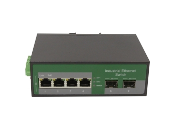 Rugged 4 Port ethernet +2 Port SFP Industrial POE switch, 10/100/1000Mpbs 4 Port PoE output, max. 12