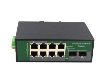 Rugged 8 Port ethernet +2 Port SFP Industrial switch, 1000Mpbs 8 Port PoE output, max. 240W budget D
