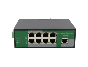 Cost effective 9 Port Industrial switch 100Mbps ,8 port PoE output, metal case, suites for rough env