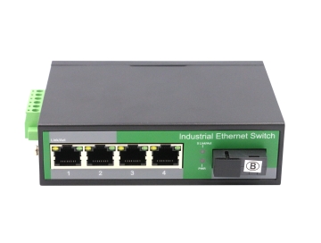 4 Port RJ45+1 Port optical Industrial media convertor,10/100/1000Mbps 1*9 (Single-Mode (Tx1310nm an