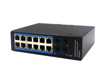 High-Speed Alliuminun L2+ Industrial Switch 12-Port RJ45 Plus 4 Gigabit SFP